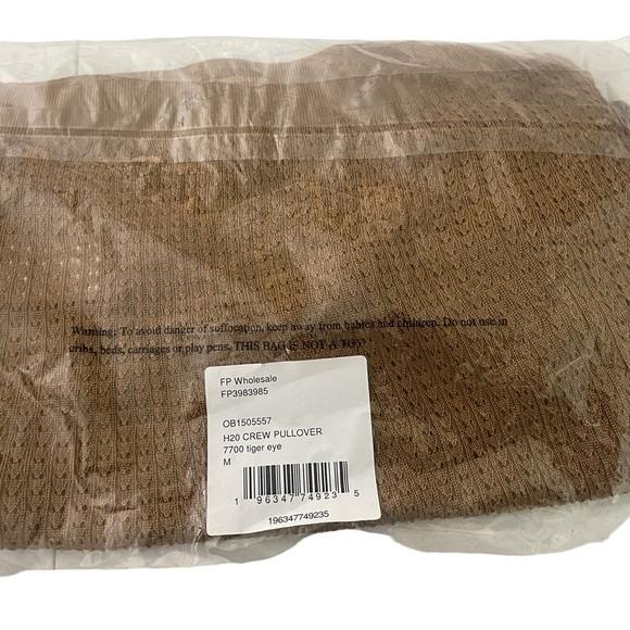 NWT FREE PEOPLE H20 CREW PULLOVER tiger eye Medium - Picture 6 of 9